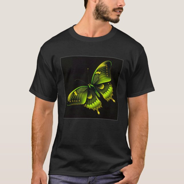 Cute Butterfly Illustration Lime Green Gorgeous Wo T-Shirt (Vorderseite)