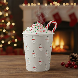 Cute Button Snowmen Grey  Pappbecher