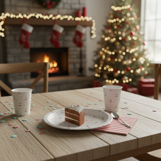 Cute Button Snowmen Grey  Pappteller (Von Creator hochgeladen)