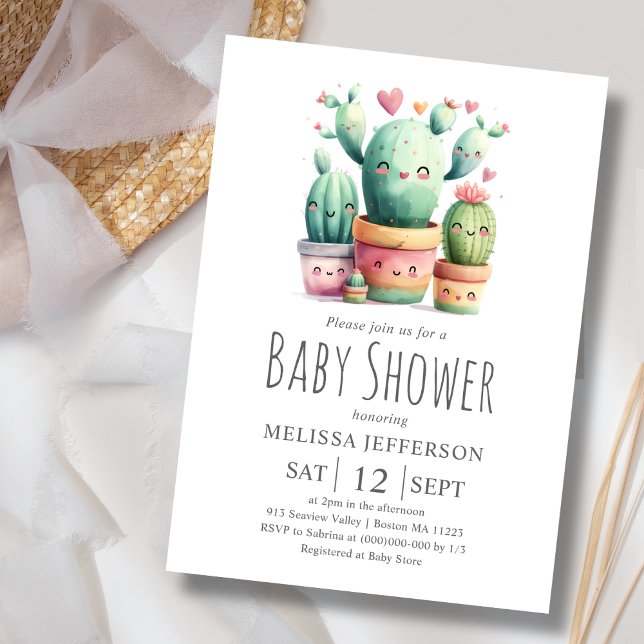 Cute Cactus Baby Shower Einladung (Von Creator hochgeladen)