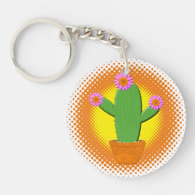 Cute Cactus Cartoon Avec Fleurs Roses (Devant)