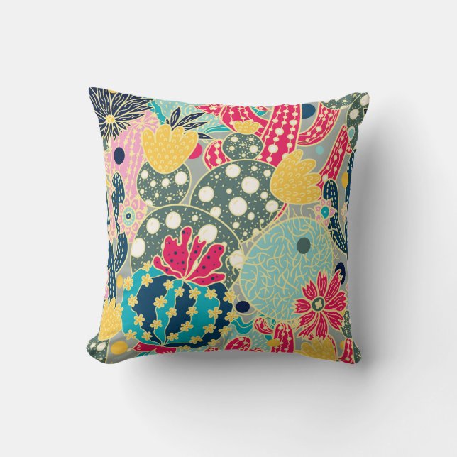 Cute cactus. Colorful seamless pattern.  Kissen (Vorderseite)