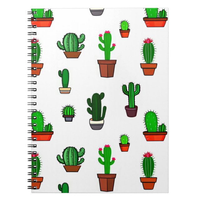 Cute Cactus illustrations Pattern White Notizblock (Vorderseite)