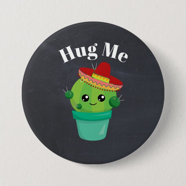 Cute Cactus in a Sombrero Hug Button (Vorderseite)