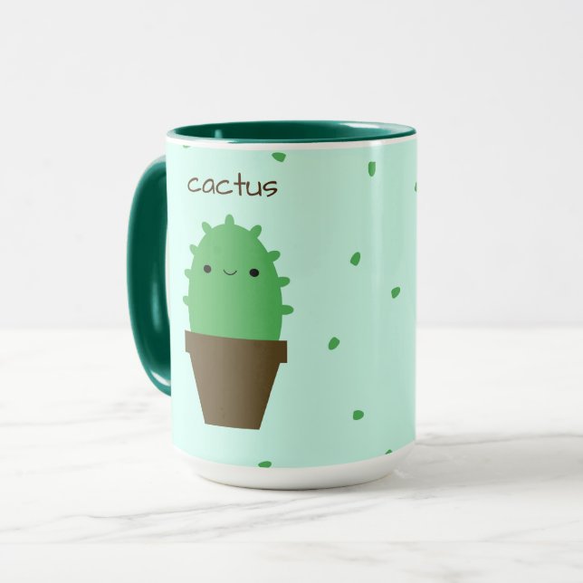 Cute Cactus kawaii plante mug (Devant gauche)