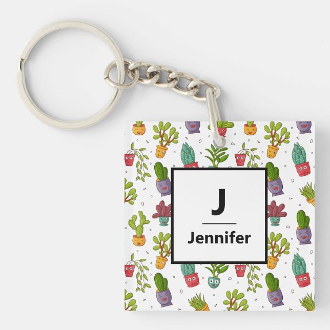Cute Cactus Nature Succulents Monogramme Motif (Devant)