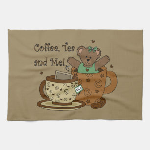 Cute café et ours en peluche Serviette de cuisine
