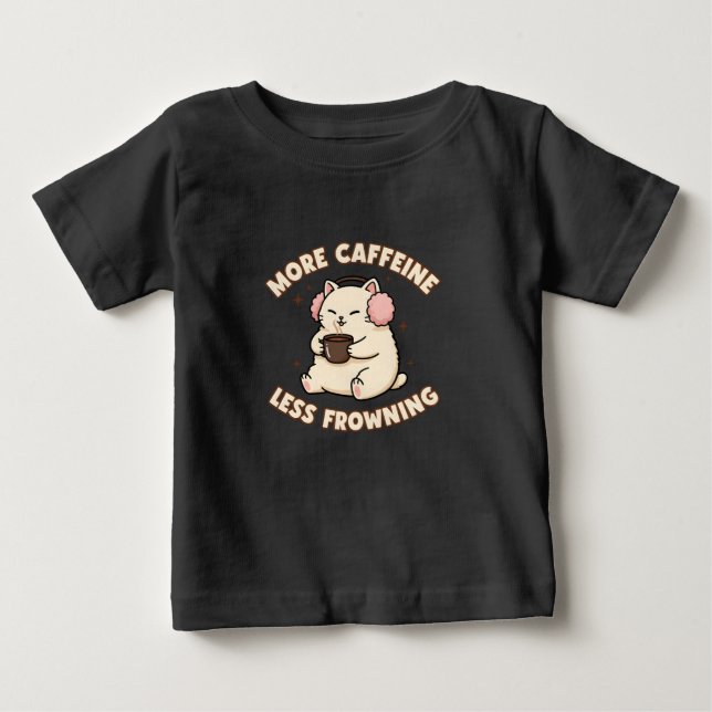 Cute Caffeine Cat Baby Bodysuit Baby T-shirt (Vorderseite)