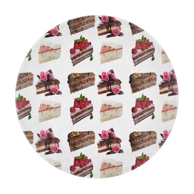 Cute Cakes Lovers Desserts Pattern Quirky Schneidebrett (Vorderseite)