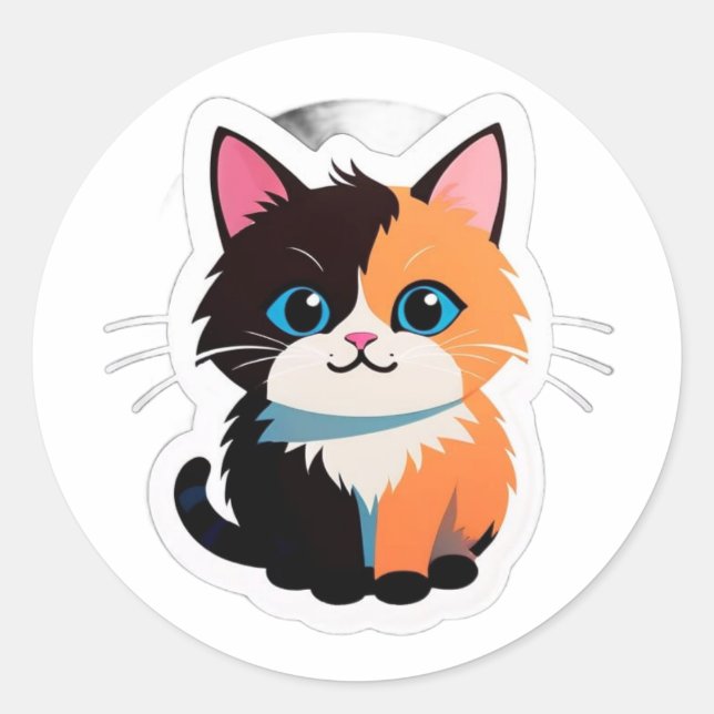 Cute Calico Cat Sticker – Adorable Dual-Tone Kitty (Vorderseite)