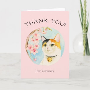 Cute Calico Chat et Fleurs roses   Merci