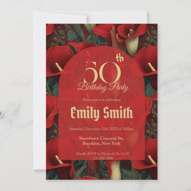 Cute Call Lilies Luxury Birthday Party Einladung (Vorderseite)