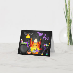 Cute Candy Corn and Spooky Treats Halloween Dankeskarte