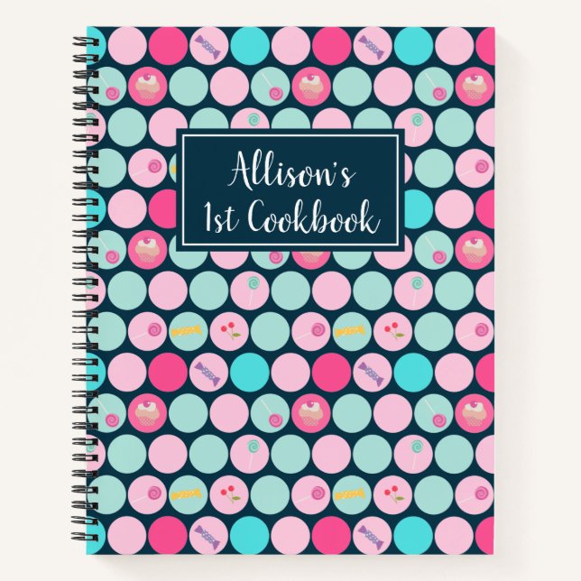 Cute Candy Cupcakes Dots Motif 1er livre de cuisin (Devant)