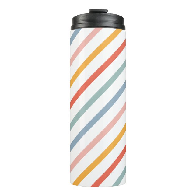 Cute Candy Striped Diagonal Thermosbecher (Vorderseite)