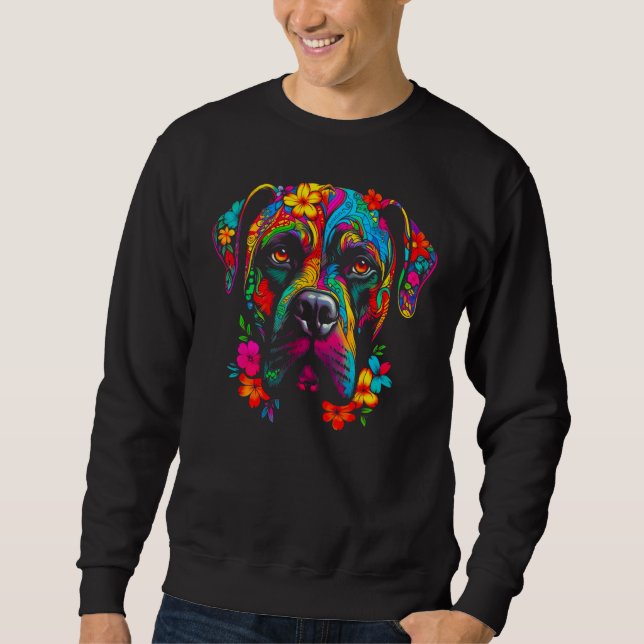 Cute Cane Corso Dog Flowers Sweatshirt (Vorderseite)
