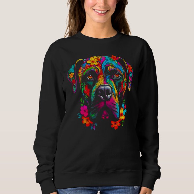 Cute Cane Corso Dog Flowers Sweatshirt (Vorderseite)