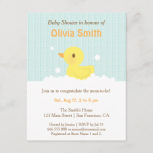 Cute Caoutchouc Ducky Bébé Douche Invitations