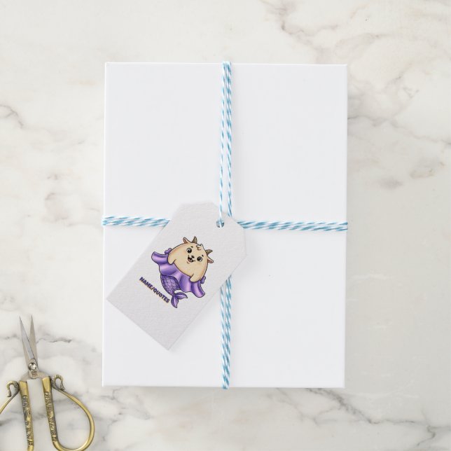 Cute Capricorn Cartoon – Whimsical Zodiac Geschenkanhänger (Mit Garn)