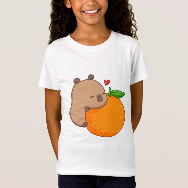 Cute Capy Manger Orange T-Shirt (Devant)