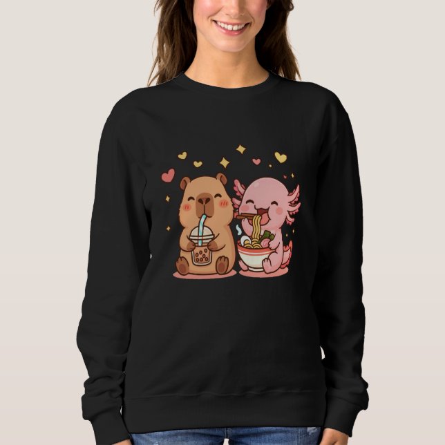 Cute Capybara and Axolotl Kawaii Funny Boys Girls  Sweatshirt (Vorderseite)