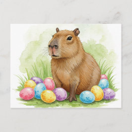 Cute Capybara avec carte postale Oeufs de Pâques