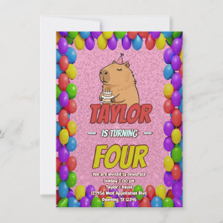 Cute Capybara Birthday Party Invitation Einladung