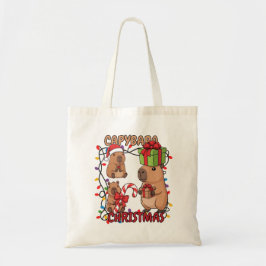 Cute Capybara Christmas Lights Festive Party Tragetasche