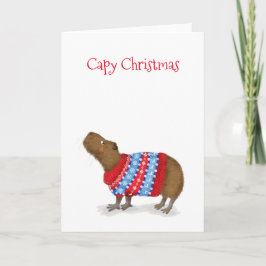 Cute capybara en carte de jumper de Noël