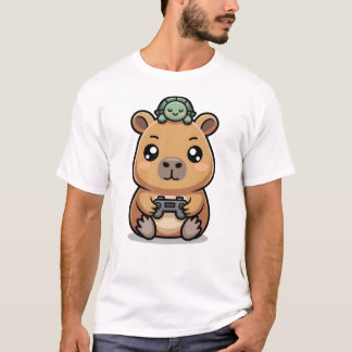 Cute Capybara Gamer Anime Turtle Kawaii Gaming T-Shirt