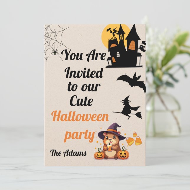 Cute Capybara Halloween Invitation (Debout devant)