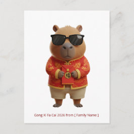 Cute Capybara Lunar New Year 2026 Custom Family  Postkarte