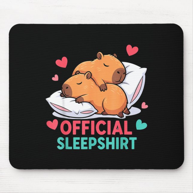 Cute Capybara Official Sleepshirt Cozy Sleep Valen Mousepad (Vorne)