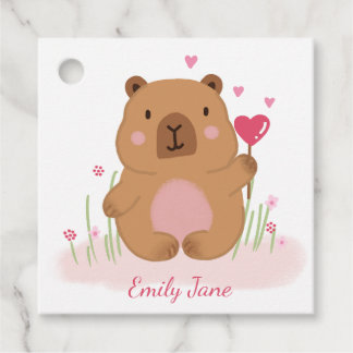 Cute Capybara Personalized Pink Baby Shower  Geschenkanhänger