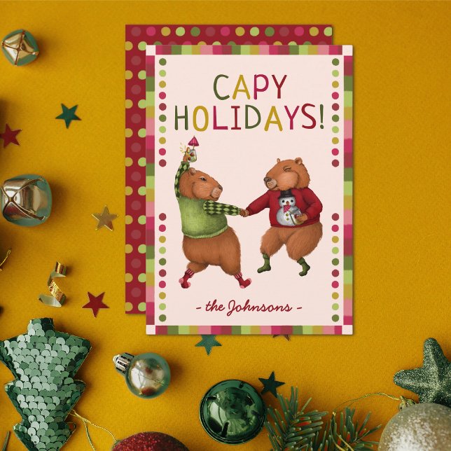 Cute Capybara Pun Capy Vacances Cartes de Noël (Créateur téléchargé)