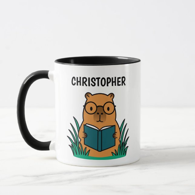 Cute Capybara Reading Book Tasse (Links)