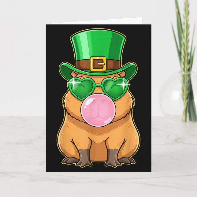 Cute Capybara St Patricks Day Capybara Bubble Gum  Karte (Vorderseite)