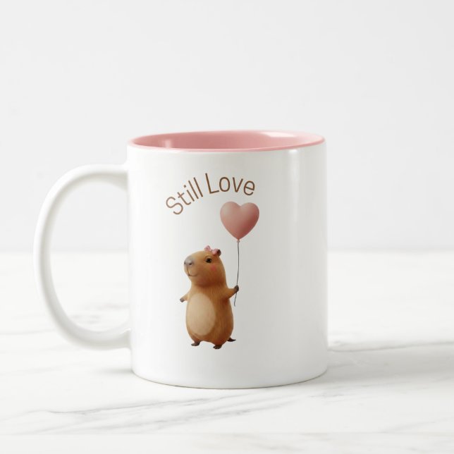 Cute Capybara Still Love Valentine Coffee Mug (Gauche)