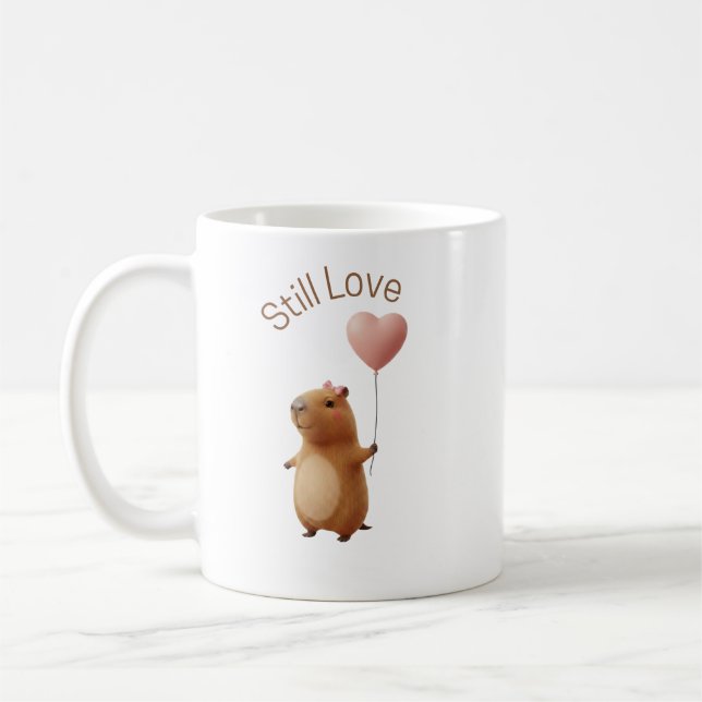 Cute Capybara Still Love Valentine Coffee Mug Zweifarbige Tasse (Links)
