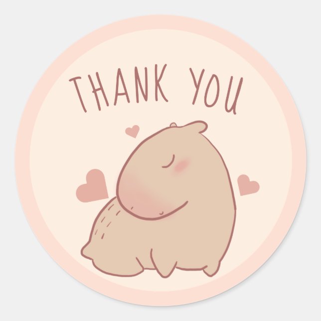 Cute Capybara vielen Dank Runder Aufkleber (Vorderseite)