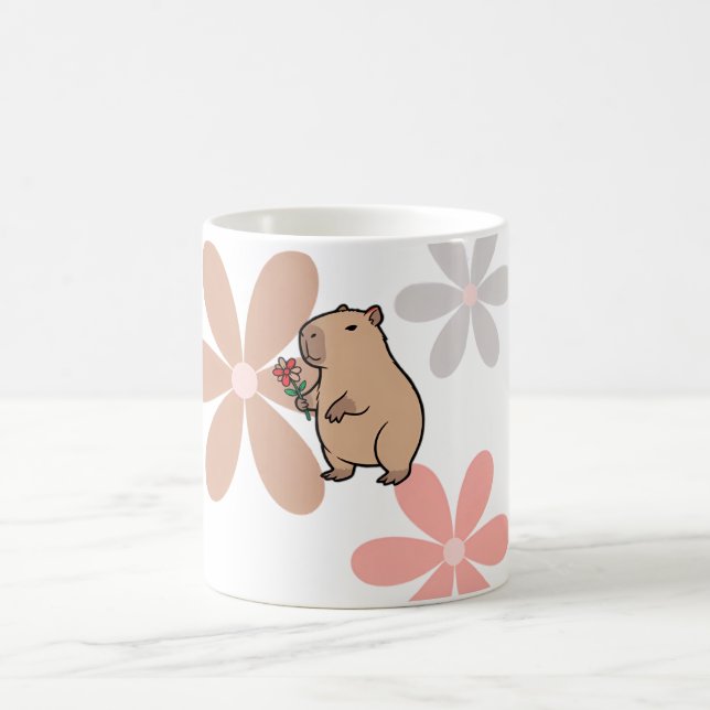  Cute Capybara With Flower  Kaffeetasse (Mittel)