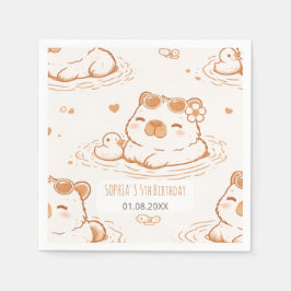 Cute Capybara With Sunglasses Kids Birthday Party Serviette
