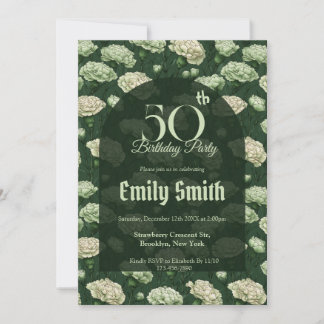 Cute Carnation Flower Happy Birthday Einladung