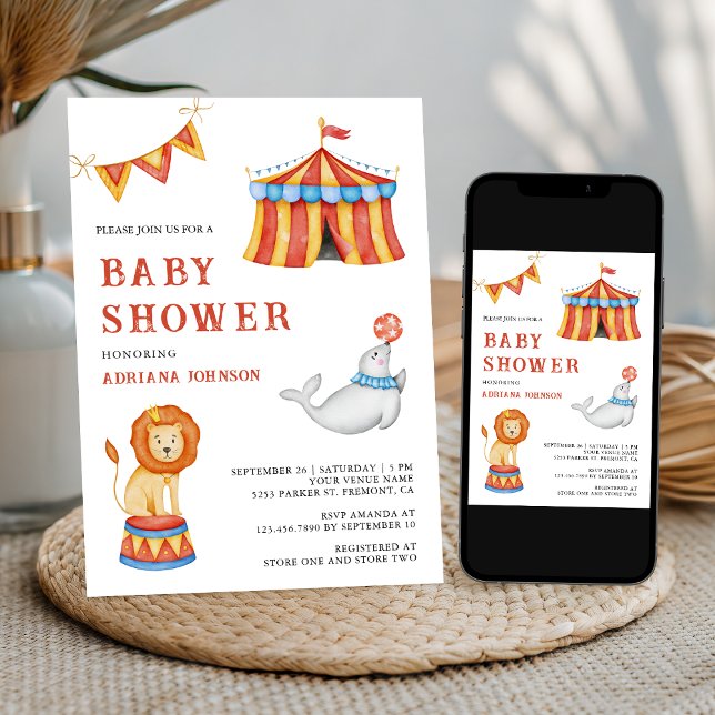 Cute Carnival Circus Baby Shower Einladung (Von Creator hochgeladen)