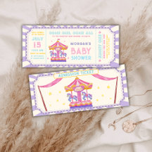 Cute Carousel Circus Ticket Carnival Baby shower 