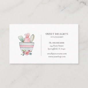 Cute carte de visite de boulangerie aquarelle