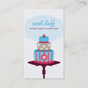 CUTE CARTE DE VISITE pâtisserie aqua bleu rouge