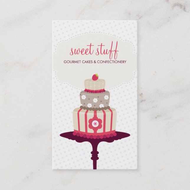 CUTE CARTE DE VISITE pâtisserie de gâteau rouge or (Devant)