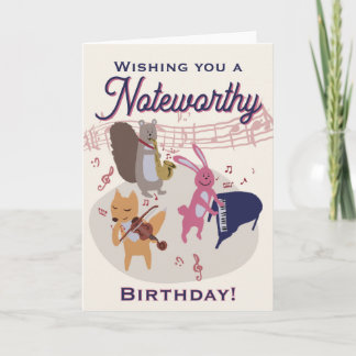 Cute Cartoon Animal Band Woodland Musical Birthday Karte