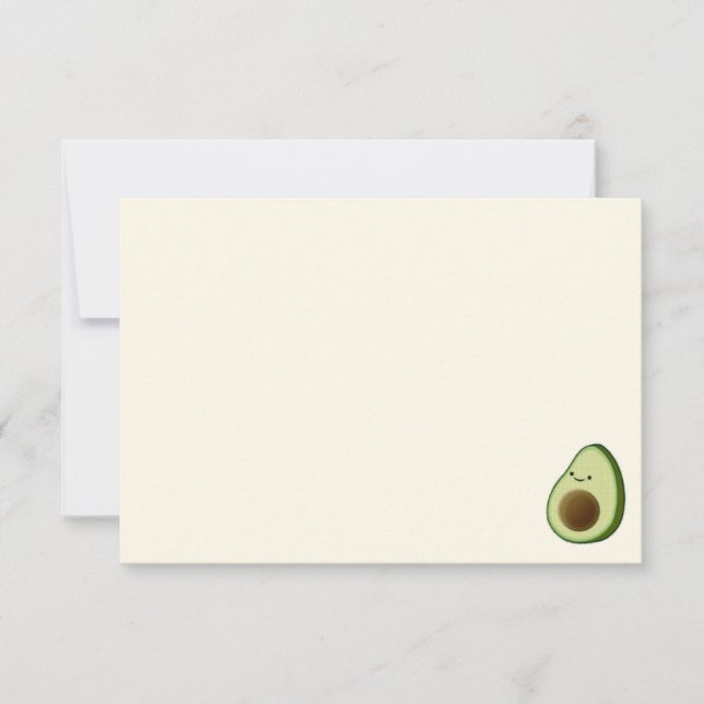 Cute Cartoon Avocado Blank Cream Off White  Mitteilungskarte (Vorderseite)